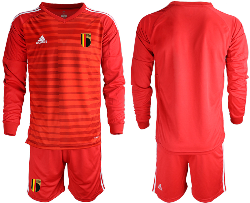 Men 2021 European Cup Belgium red Long sleeve goalkeeper Soccer Jersey->belgium jersey->Soccer Country Jersey